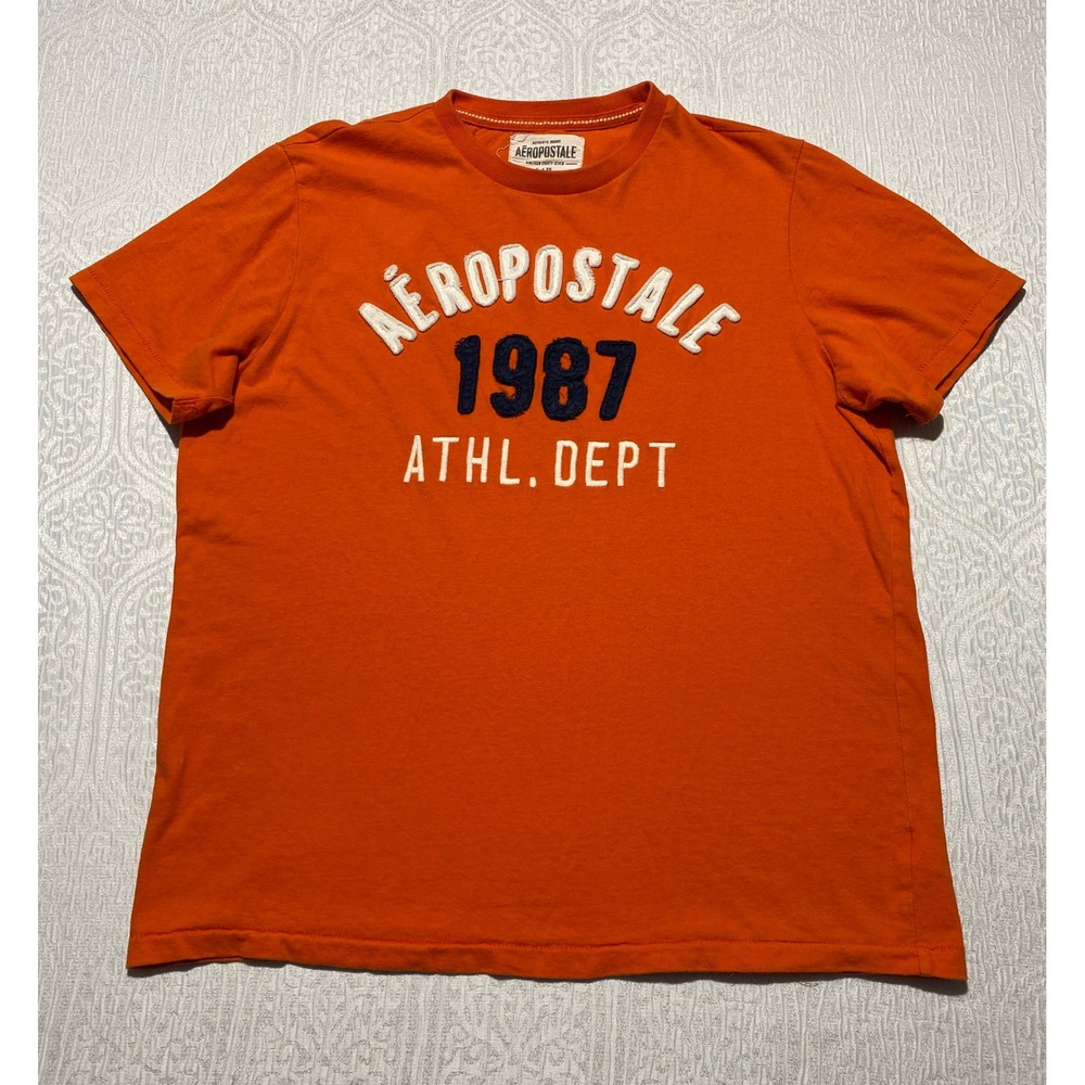 Aeropostale‎ Mens Orange Graphic T-Shirt Athl Dept Logo Size Large L